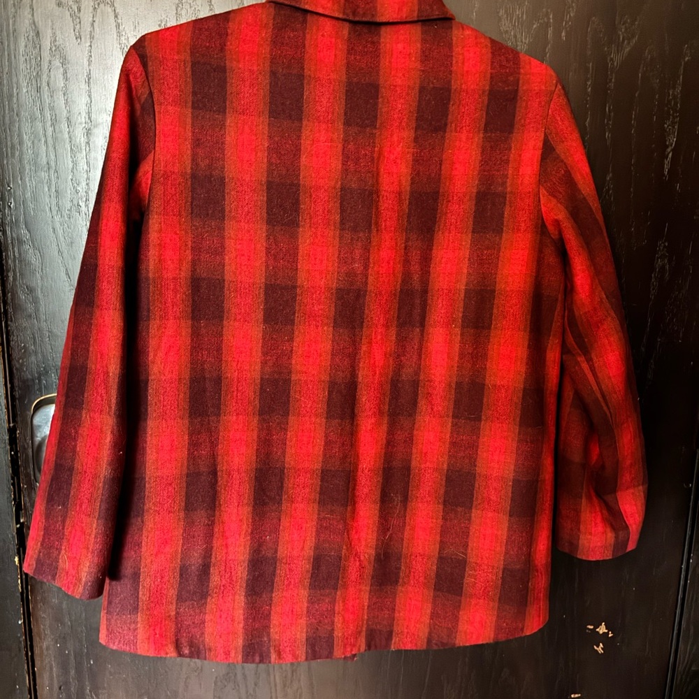 Pendleton-Red Plaid Wool Pea Coat - image 3